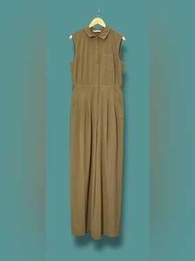 Athleta Brooklyn Heights Jumpsuit Women 12/T Sleeveless Wide Leg Pocket